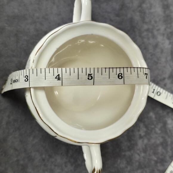 Vintage Pope Gosser China Floral Dogwood Pattern Ceramic Sugar Bowl Made In USA - Picture 9 of 10